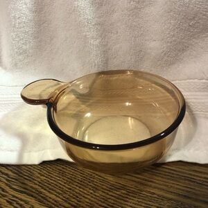Vintage Corning Vision Ware amber glass Grab-It bowl